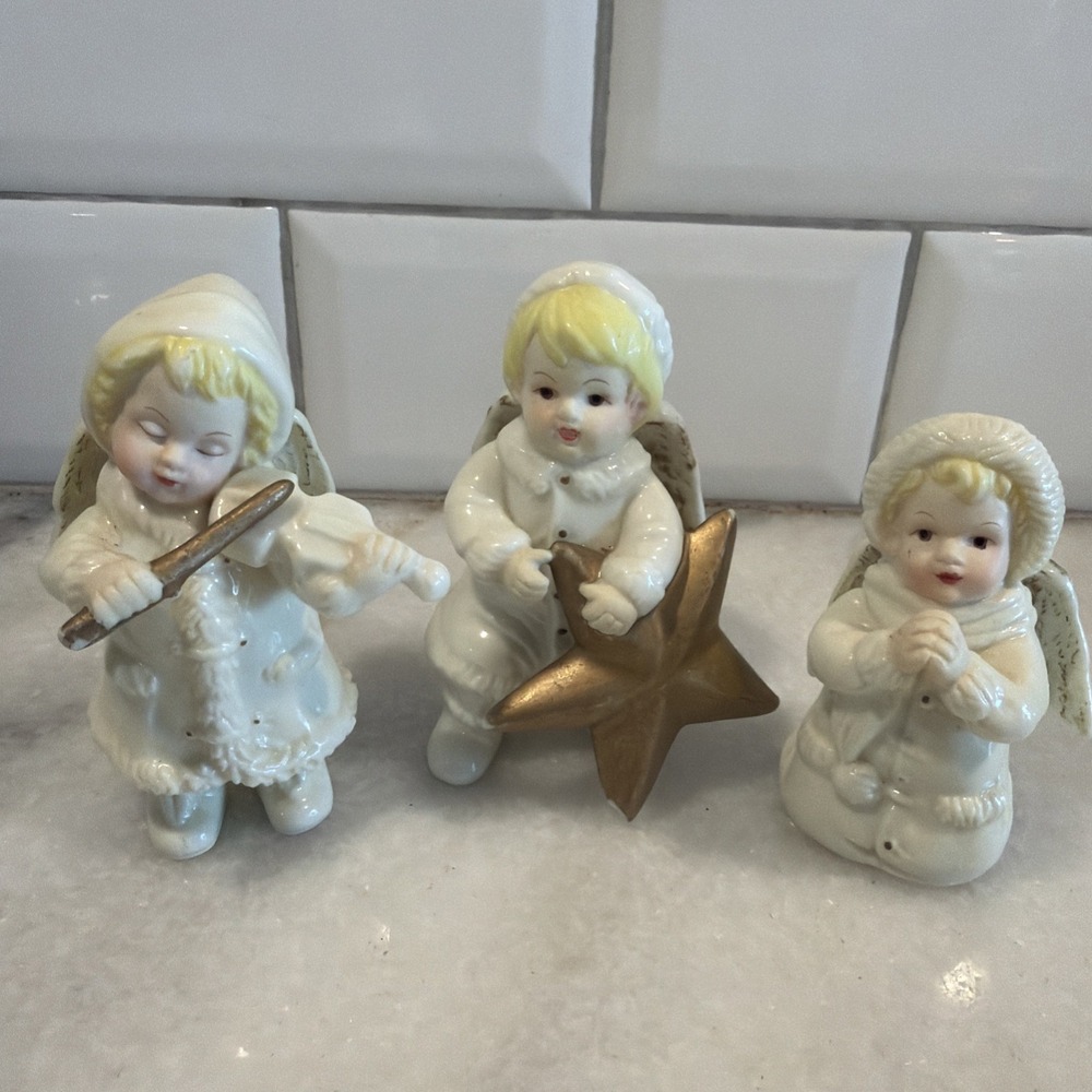 Set‎ Of 3 Vintage Grandeur Noel Angel Porcelin Figures GW003